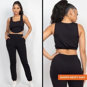 COPY - Square Corset Tank Top & Jogger Pants Set - Jogger - Jogger Set - Sweat …